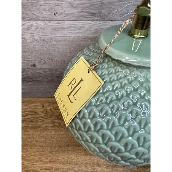 Ralph Lauren Green Pineapple Lamp 26” Shade Ceramic & Wood Base~New with Tag - Picture 6 of 12
